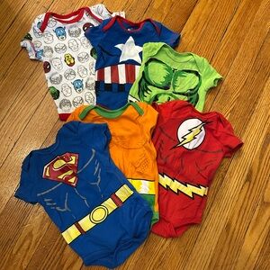Superhero Baby Halloween onesie Costume Set - Red, Blue, Green, Orange
